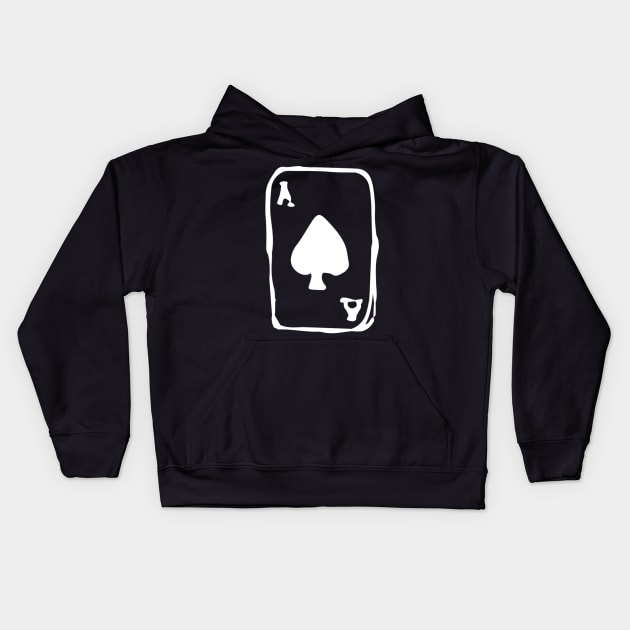 Ace of Spades Doodle White Kids Hoodie by Mijumi Doodles